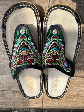 Alegria Vanessa Embroidered Slide Sandals - Multicolor Accents